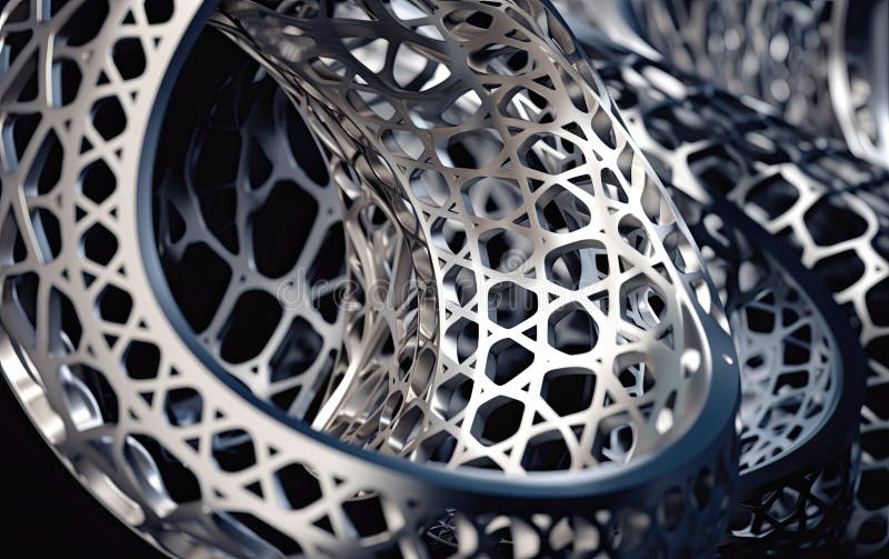 Abstract metallic surface created with additive manufacturing or 3d printing technique. Macro close-up mad with Generative AI royalty free illustration