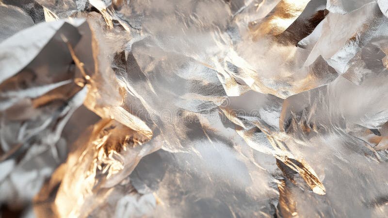 Abstract metallic texture with golden and silver flowing patterns stock photo