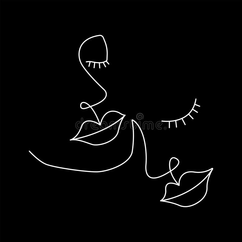 One Line Art Faces Couple Stock Illustrations – 211 One Line Art Faces ...