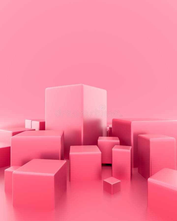 Abstract minimal empty podium on pink color background with box stand concept product shelf standing 3D rendering vector illustration