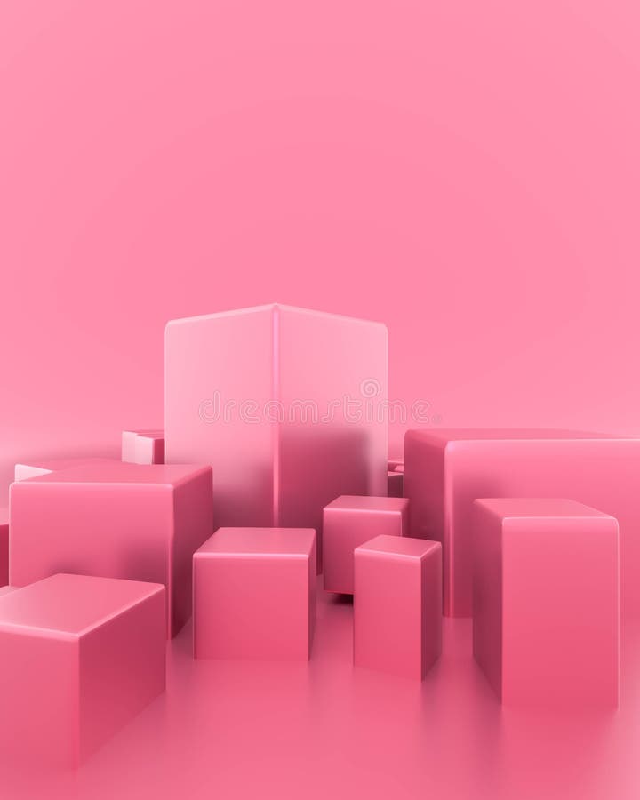 Abstract minimal empty podium on pink color background with box stand concept product shelf standing 3D rendering stock illustration