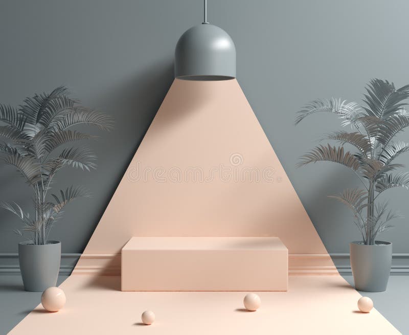 Abstract Minimal Empty Podium Under Light Lamp Concept Background 3d Render royalty free illustration