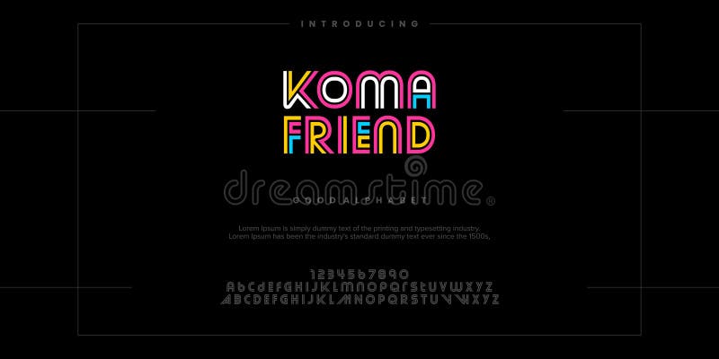 Koma Friend Abstract minimal modern alphabet fonts vector illustration vector illustration