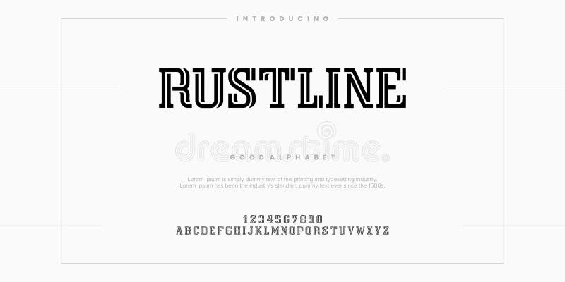 Rustline Abstract minimal modern alphabet fonts vector illustration royalty free illustration