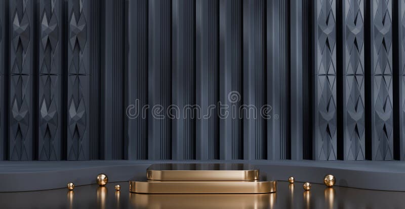 Abstract Minimal Modern Gold Podium Platform For Product Display Showcase 3D Rendering stock illustration