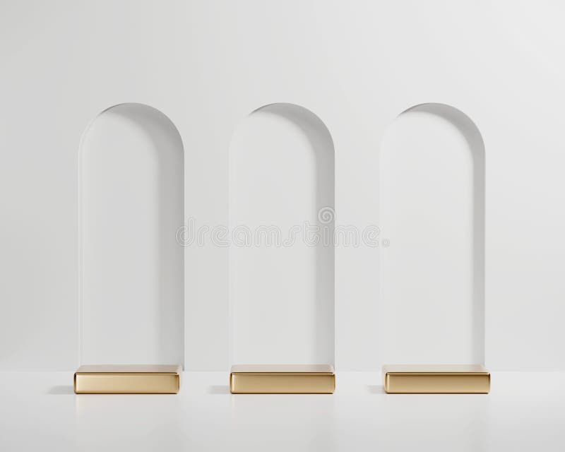 Abstract Minimal Modern Golden Podium Platform For Product Display Showcase 3D Rendering stock illustration