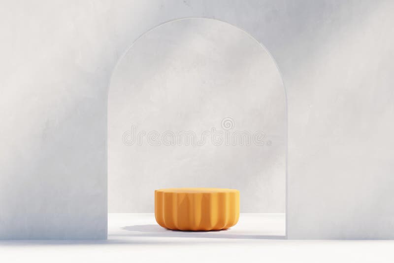 Abstract Minimal Modern Orange Podium Platform For Product Display Showcase 3D Rendering stock illustration