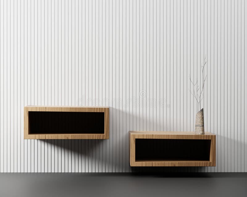Abstract Minimal Modern Shelf Wood Plank For Product Display Showcase 3D Rendering stock illustration