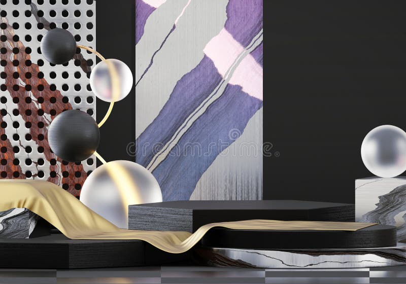 Abstract minimal object stage showcase for product display present background, 3d rendering. stock illustration