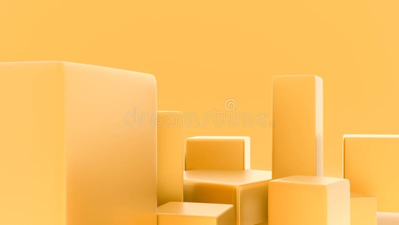 Abstract minimal yellow podium shelf or empty pedestal display on vivid fashion background 3D rendering stock illustration