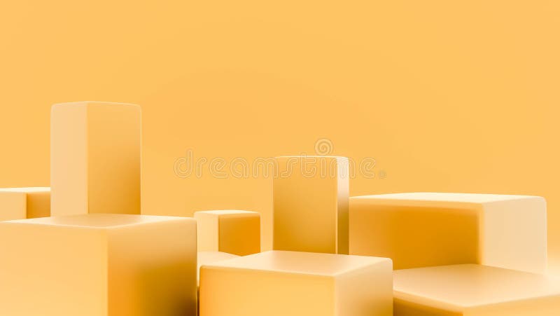 Abstract minimal yellow podium shelf or empty pedestal display on vivid fashion background 3D rendering stock illustration