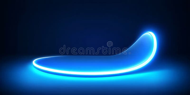Abstract, Minimalistic Background with Glowing Blue Neon Light. Elegant Curve on a Dark Background royalty free illustration
