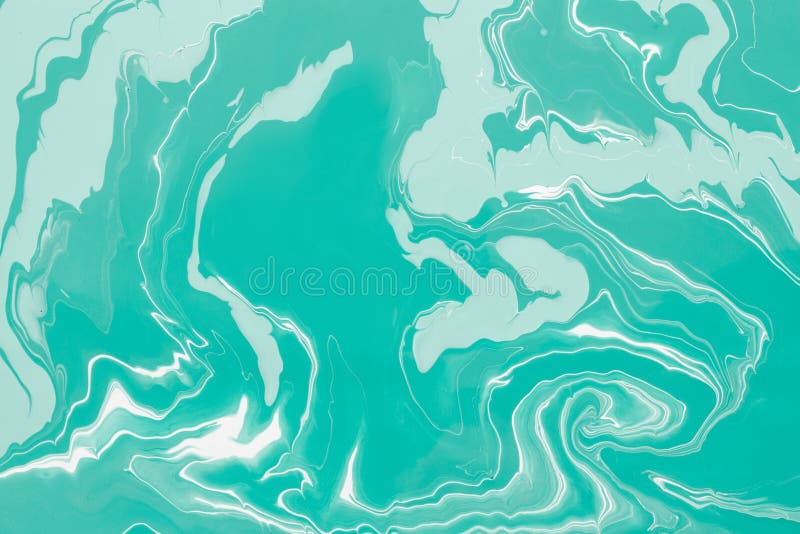 Abstract Mint Green Fluid Art. Random Waves and Curls Made Marble