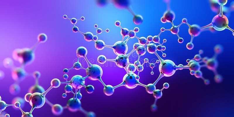 Abstract model of a molecule. Digital technologies in genetic engineering. Crystal lattice structure royalty free illustration