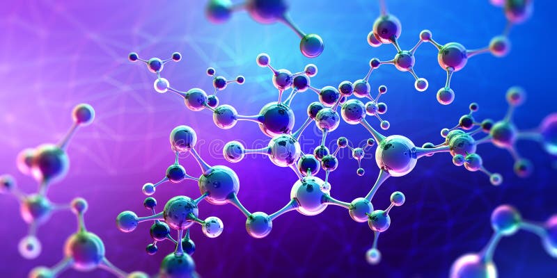 Abstract model of a molecule. Digital technologies in genetic engineering. Crystal lattice structure. Research in molecular synthe royalty free illustration