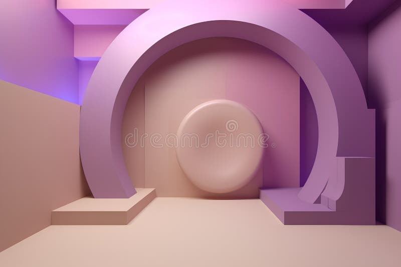 Abstract modern architecture background, empty open space interior. 3D rendering stock illustration