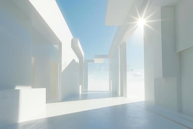 Abstract modern architecture background, empty open space interior vector illustration