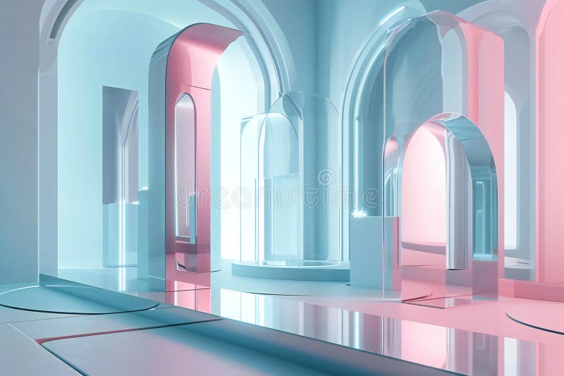 Abstract modern architecture background, empty open space interior royalty free illustration