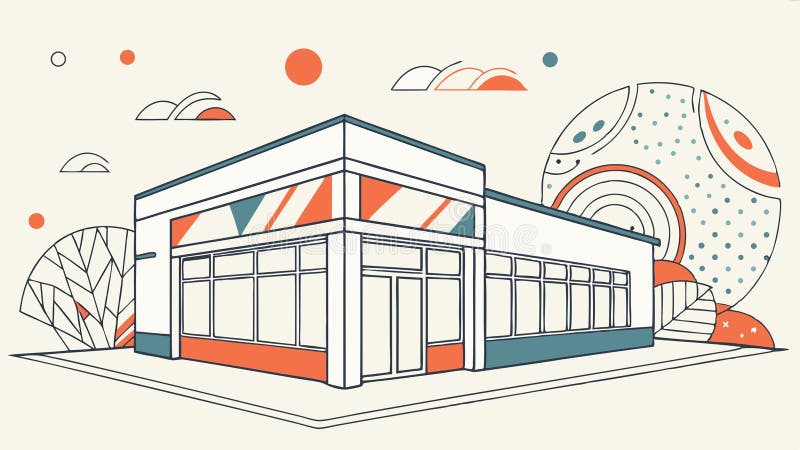 Abstract Modern Building with Geometric Architectural Design. vector design Generative AI vector illustration