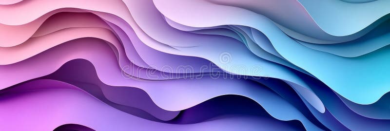 Abstract, Modern Lavender and Blue 3D Fluid Wave Background Shape. Geometric Soft Curve. stock illustration