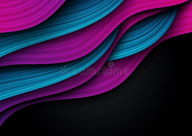 Abstract Modern Pink and Blue on Black Background with Stripe Line