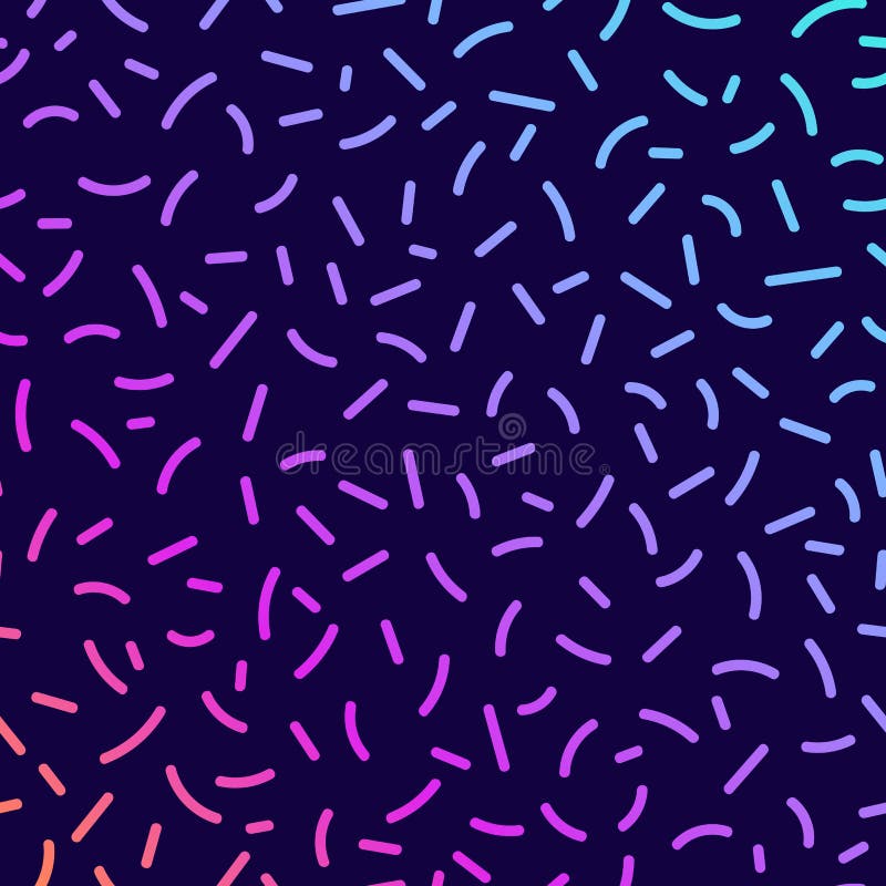 Abstract modern pop art vector seamless pattern with gradient forms in trendy memphis 80s-90s style on dark background. stock illustration Abstract modern pop art vector seamless pattern with gradient forms in trendy memphis 80s-90s style on dark background. stock illustration