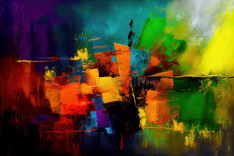Abstract Modern Textured Painting, Thick Brushstrokes, Layers of Color