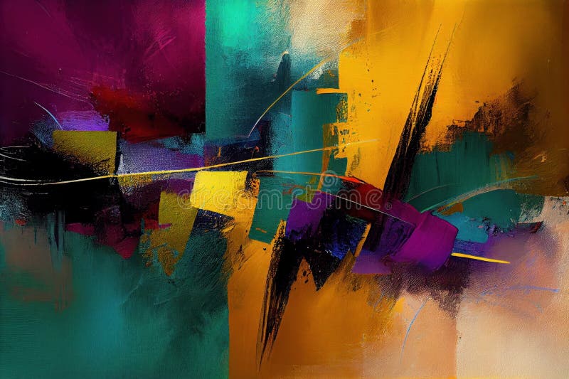 Abstract Modern Textured Painting, Thick Brushstrokes, Layers of Color