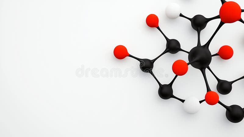 Abstract Molecular Structure Red Black White Spheres on White royalty free illustration