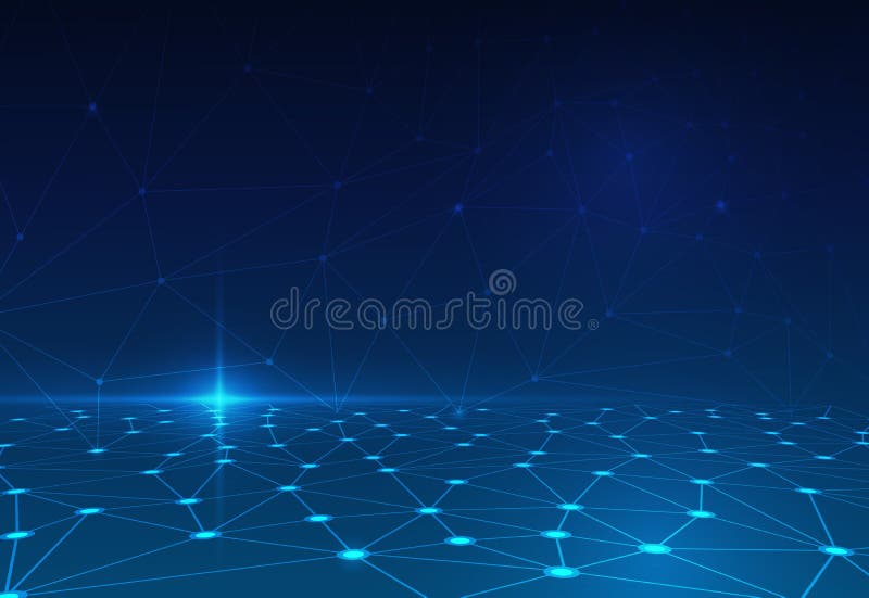 Abstract molecule on dark blue background. network for futuristic technology concept