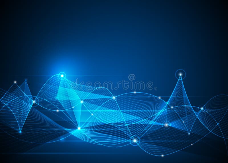 Abstract Molecules and Mesh Lines. Futuristic, communication technology concept stock illustration