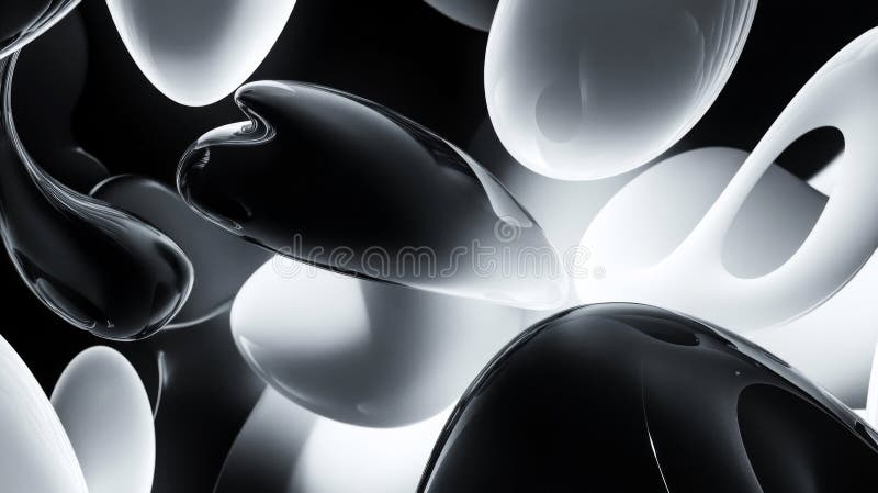 Abstract Monochromatic Shapes in 3D Rendering royalty free illustration