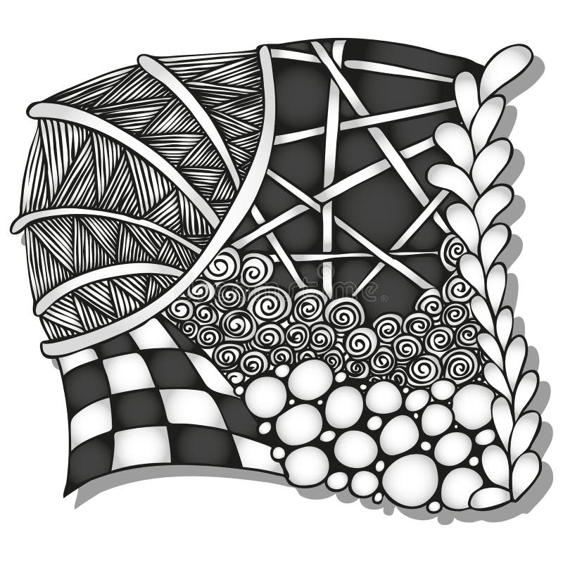 Abstract Monochrome Zentangle Ornament Stock Vector - Illustration of
