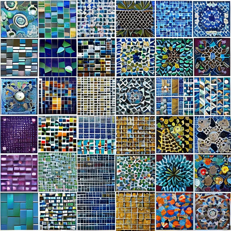 1806 Abstract Mosaic Tiles: A captivating background featuring abstract mosaic tiles with intricate patterns and a variety of vi royalty free illustration