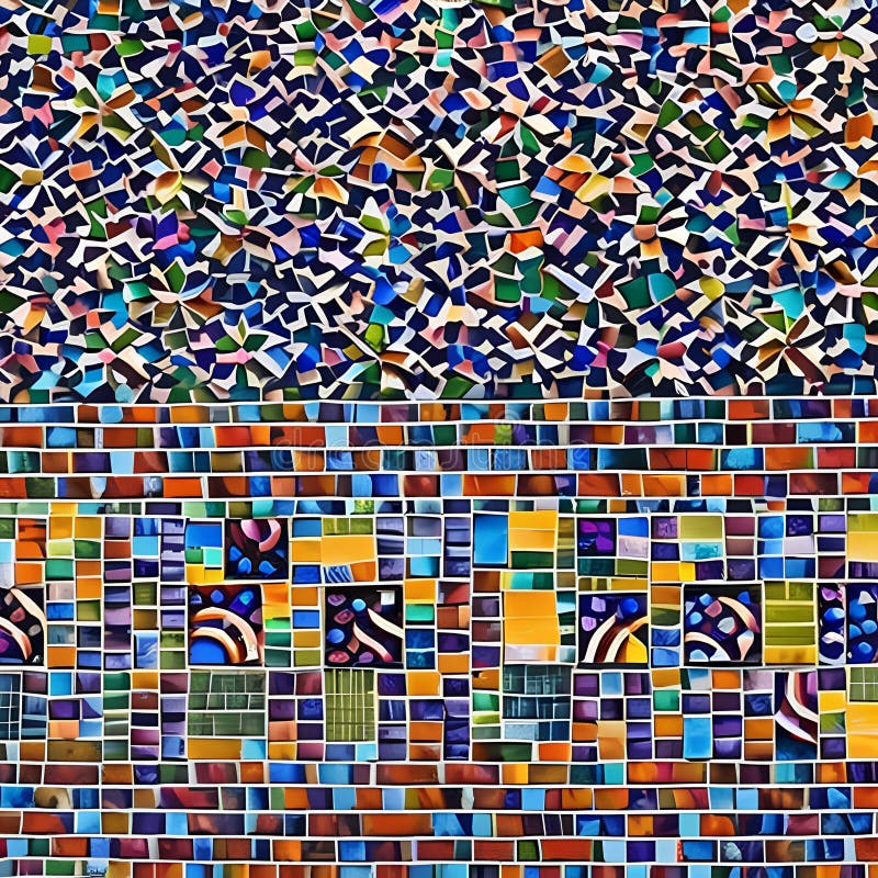 983 Abstract Mosaic Tiles: A mesmerizing and abstract background featuring abstract mosaic tiles in intricate and colorful desig stock illustration