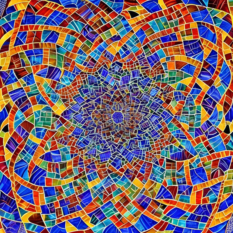 983 Abstract Mosaic Tiles: A mesmerizing and abstract background featuring abstract mosaic tiles in intricate and colorful desig royalty free illustration