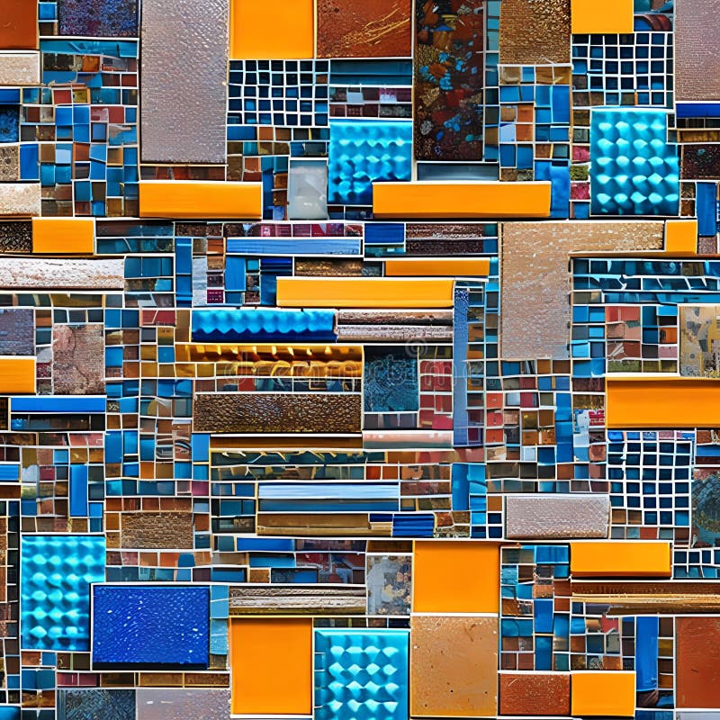 983 Abstract Mosaic Tiles: A mesmerizing and abstract background featuring abstract mosaic tiles in intricate and colorful desig stock illustration