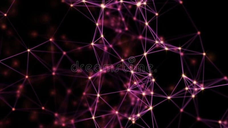 Abstract motion of purple lines on a dark screen stock illustration