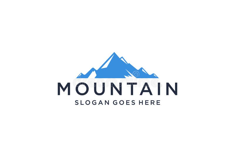 Abstract Mountain Logo. White Shape Linear Style Isolated on Blue Color ...