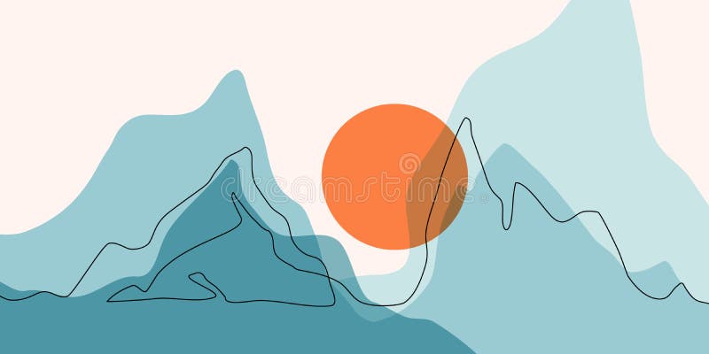 Abstract mountain range landscape, flat scenery background