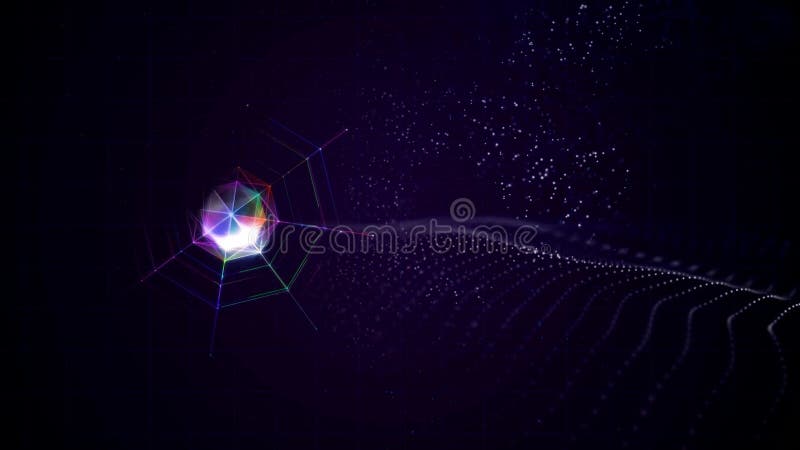 Abstract movement of the sphere and plexus on the screen, for presentations vector illustration