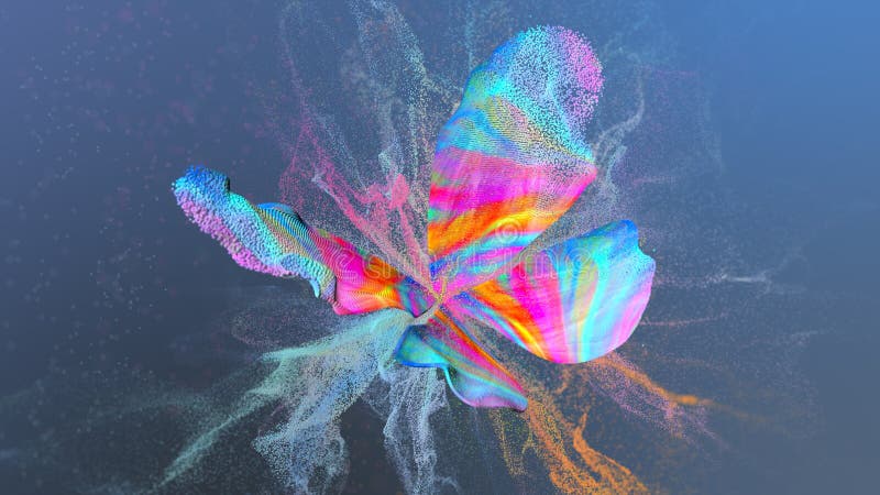 Abstract multi colored background with particles paint at butterfly shape. stock illustration