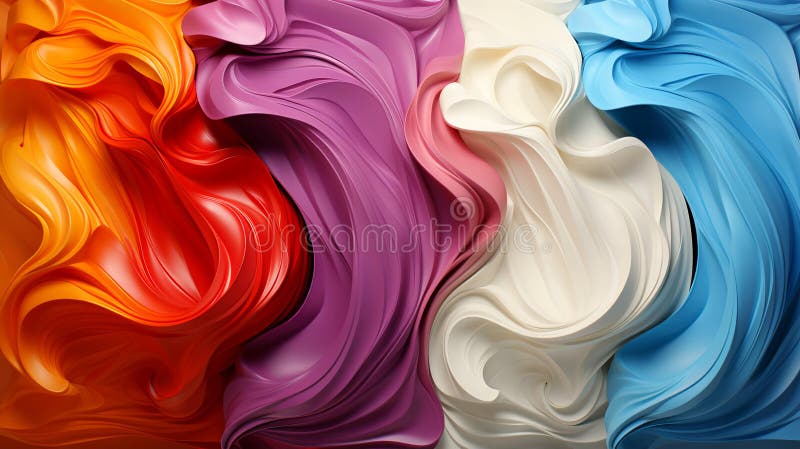 Valuri de culori abstracte multicolore din vopsele și țesături aerisite ușoare. generate de royalty free illustration