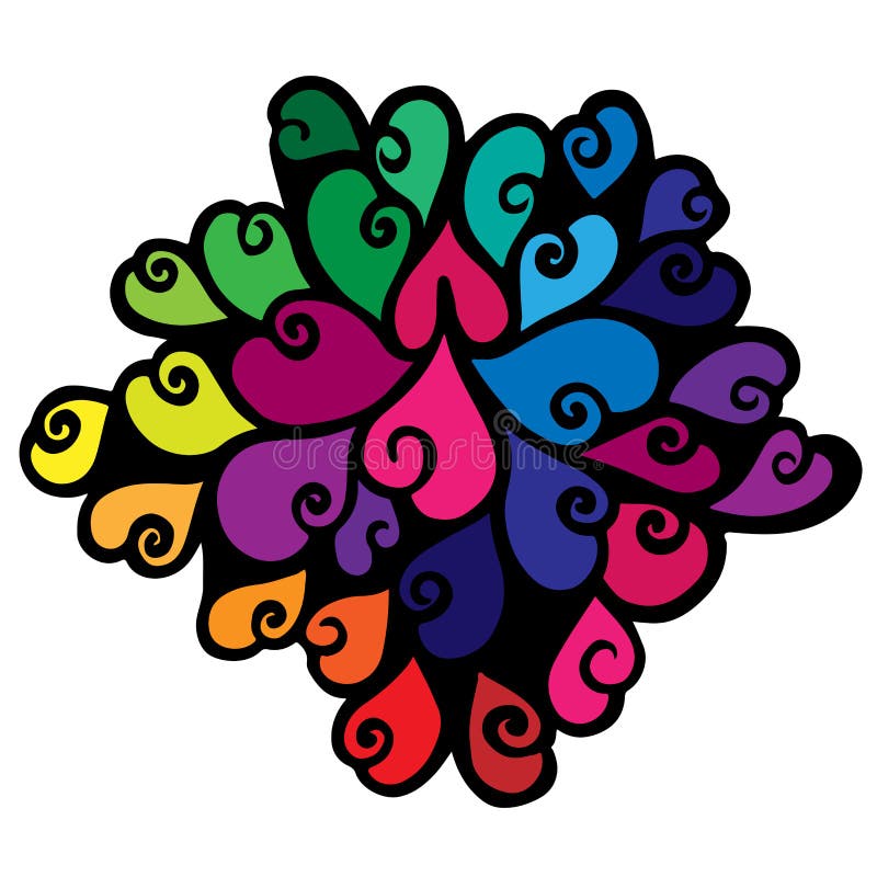 Abstract multicolor element with heart stock illustration