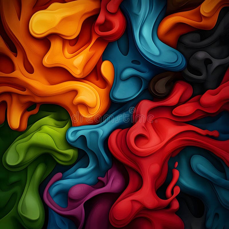 Abstract Multicolored Paint Splashes Dynamic Composition stock illustration