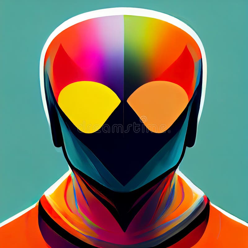 Abstract Multicolored Portrait of a Man. Paint Painting Effect. Digital