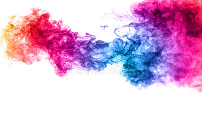 Abstract multicolored smoke on white background stock images