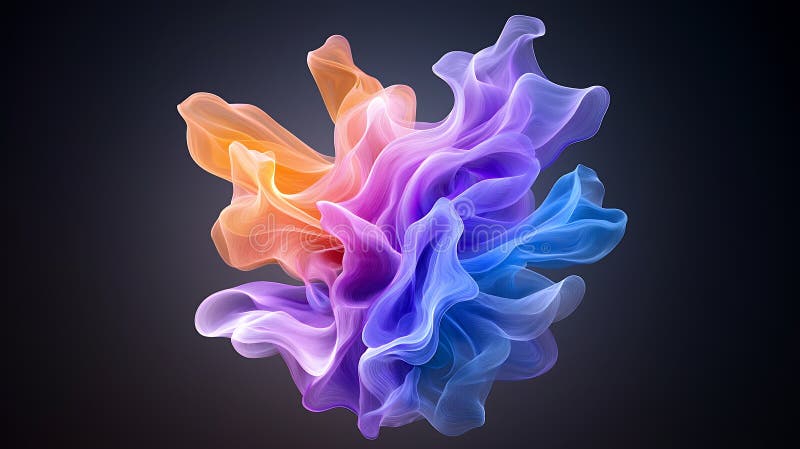 Abstract Multicolored Swirling Shapes Digital Art stock illustration