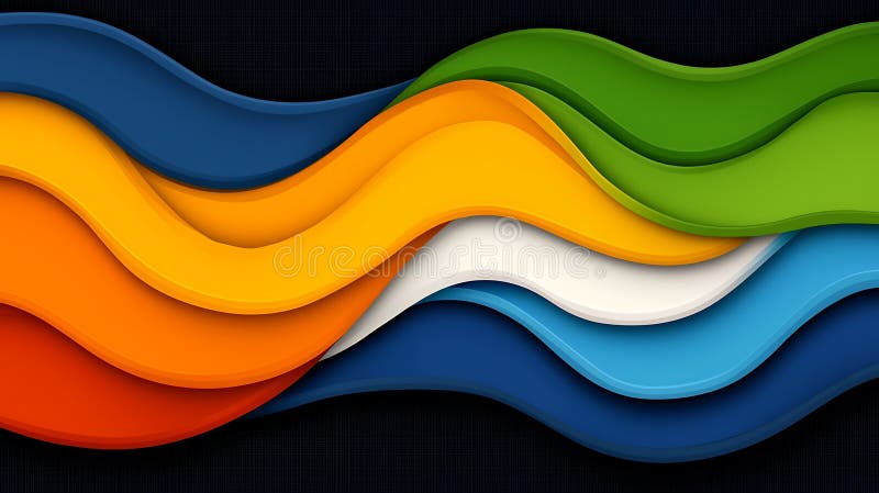 Abstract Multicolored Waves on Dark Textured Background royalty free illustration