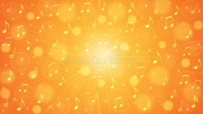 Abstract Music Notes Blast in Orange and Yellow Background